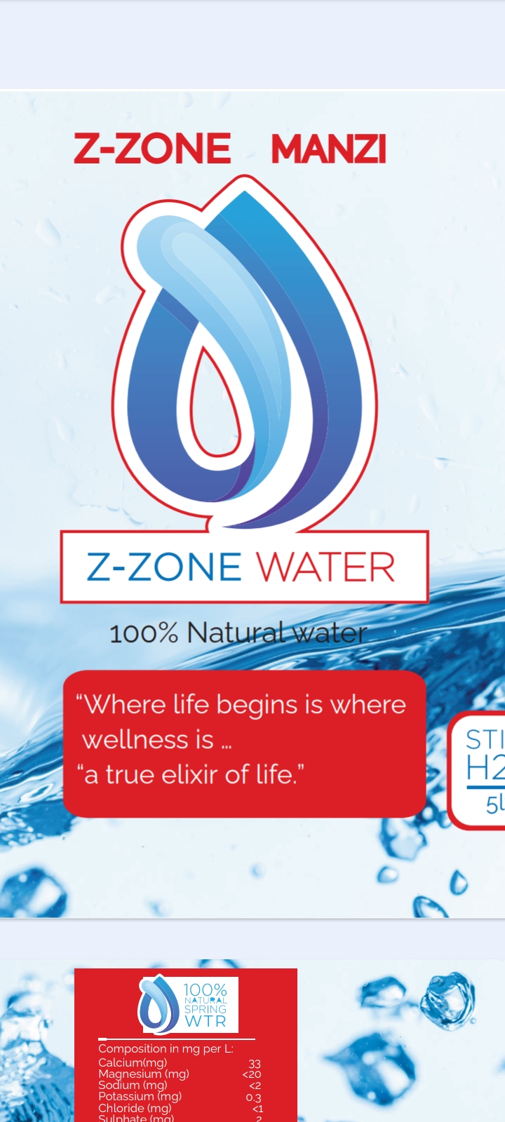 MANZI Z-ZONE BOTTLED WATER